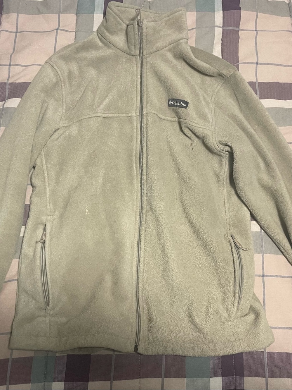 Columbia Womens Large Full Zip Fleece Jacket Light Green Soft Cozy Outdoor